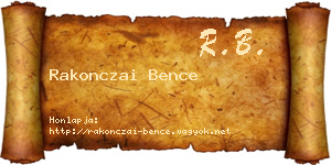 Rakonczai Bence névjegykártya